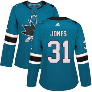 Damen San Jose Sharks Trikot Martin Jones 31 Teal Authentic